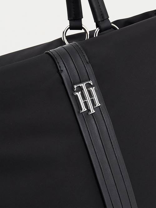 Tommy Hilfiger Monogram Plaque Tote Ženske Torbice Črna | TH248OLR