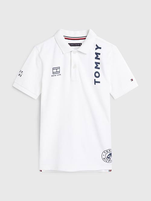 Tommy Hilfiger Multi Logo Organic Cotton Polo Fantje Majice Bela | TH124YUH