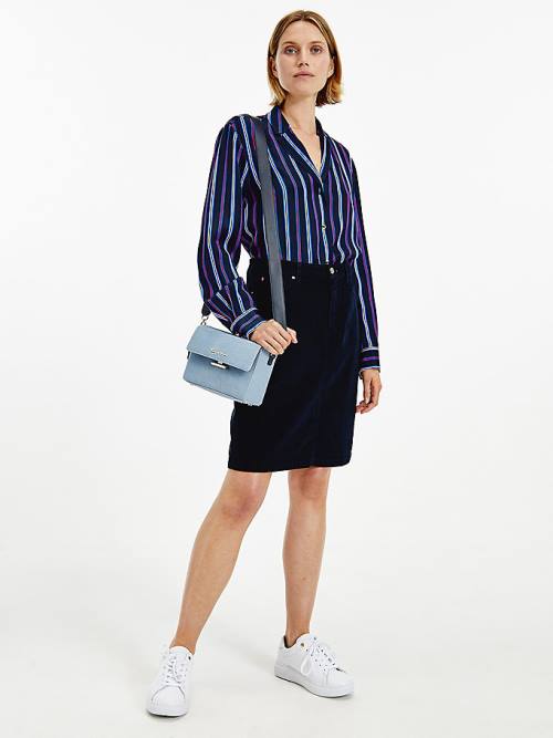 Tommy Hilfiger Multicolour Stripe Viscose Ženske Bluza Modra | TH734UJG