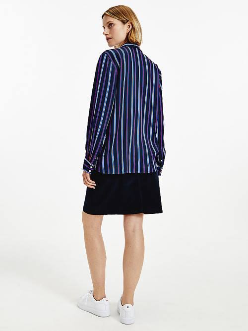 Tommy Hilfiger Multicolour Stripe Viscose Ženske Bluza Modra | TH734UJG