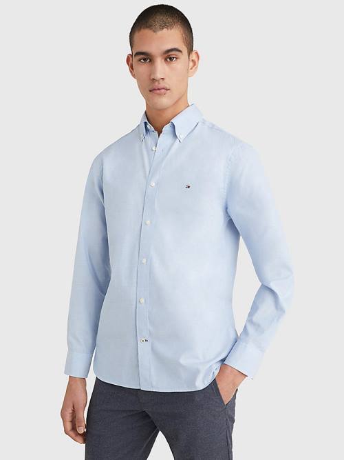 Tommy Hilfiger Natural Soft Poplin Regular Fit Moški Srajce Modra | TH658OAJ