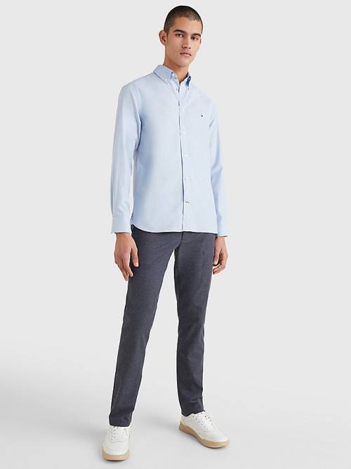 Tommy Hilfiger Natural Soft Poplin Regular Fit Moški Srajce Modra | TH658OAJ