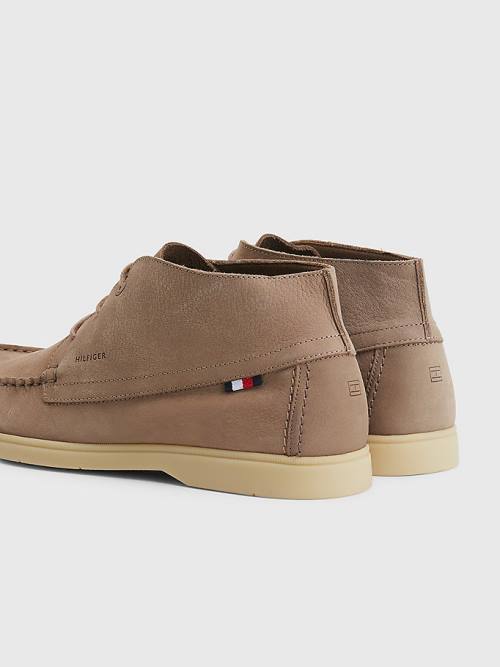 Tommy Hilfiger Nubuck Chukka Moški Casual Čevlji Kaki | TH120HTY