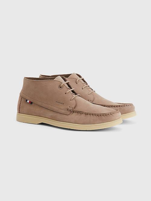 Tommy Hilfiger Nubuck Chukka Moški Casual Čevlji Kaki | TH120HTY