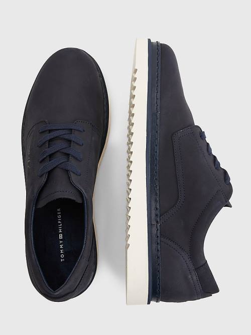 Tommy Hilfiger Nubuck Cleat Lace-Up Moški Casual Čevlji Modra | TH760ATH