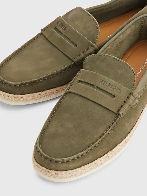 Tommy Hilfiger Nubuck Espadrille Moccasins Moški Casual Čevlji Kaki | TH271YXE