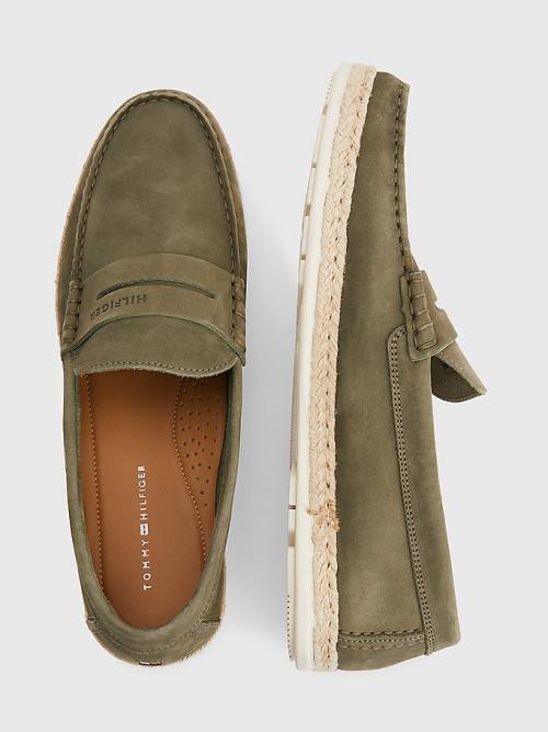 Tommy Hilfiger Nubuck Espadrille Moccasins Moški Casual Čevlji Kaki | TH271YXE