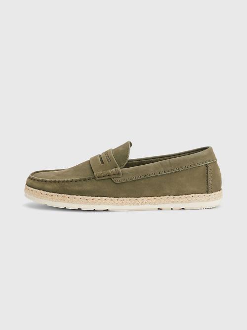 Tommy Hilfiger Nubuck Espadrille Moccasins Moški Casual Čevlji Kaki | TH271YXE