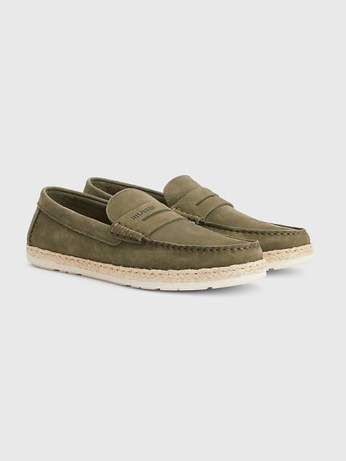 Tommy Hilfiger Nubuck Espadrille Moccasins Moški Casual Čevlji Kaki | TH271YXE