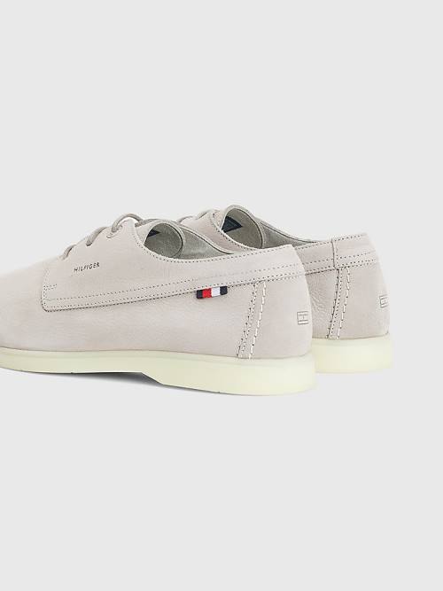 Tommy Hilfiger Nubuck Lace-Up Moški Casual Čevlji Siva | TH475DMJ