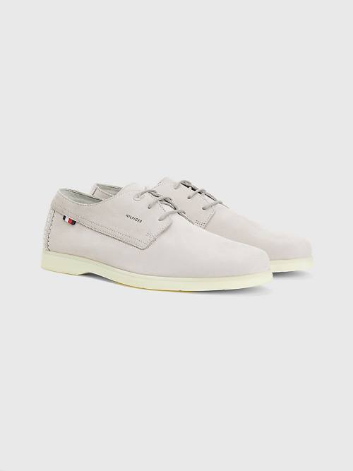 Tommy Hilfiger Nubuck Lace-Up Moški Casual Čevlji Siva | TH475DMJ