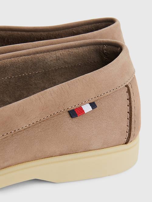 Tommy Hilfiger Nubuck Leather Loafer Moški Casual Čevlji Kaki | TH854UJT