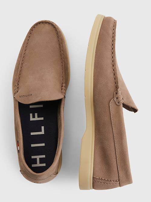 Tommy Hilfiger Nubuck Leather Loafer Moški Casual Čevlji Kaki | TH854UJT