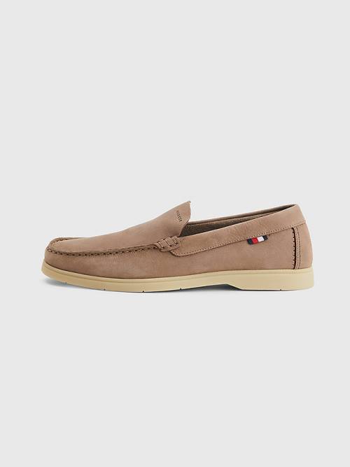 Tommy Hilfiger Nubuck Leather Loafer Moški Casual Čevlji Kaki | TH854UJT