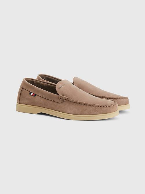 Tommy Hilfiger Nubuck Leather Loafer Moški Casual Čevlji Kaki | TH854UJT