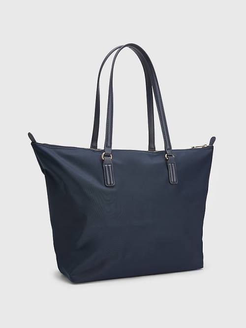 Tommy Hilfiger Nylon Signature Tote Ženske Torbice Modra | TH517YEL