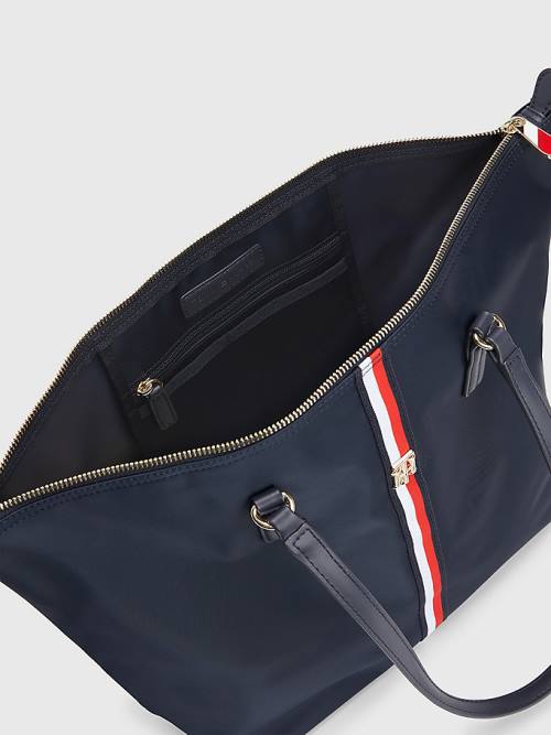 Tommy Hilfiger Nylon Signature Tote Ženske Torbice Modra | TH517YEL