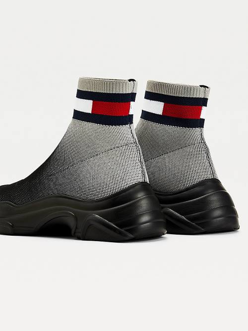 Tommy Hilfiger Ombre Knit Hybrid Ženske Škornji Črna | TH489IYZ