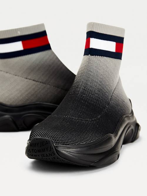 Tommy Hilfiger Ombre Knit Hybrid Ženske Škornji Črna | TH489IYZ