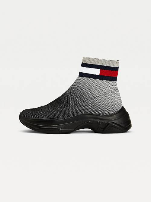 Tommy Hilfiger Ombre Knit Hybrid Ženske Škornji Črna | TH489IYZ