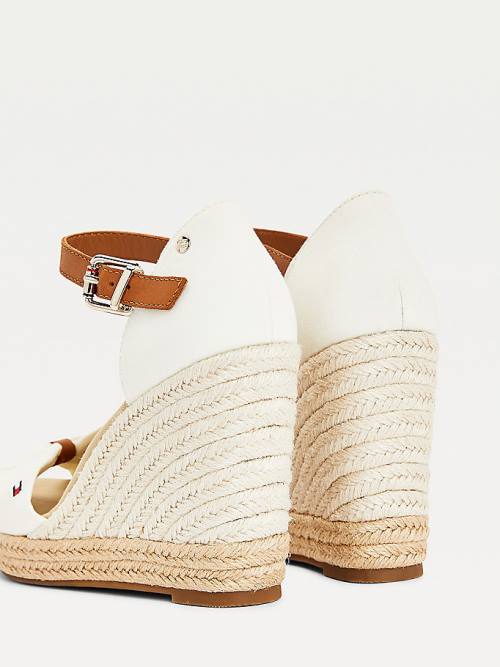 Tommy Hilfiger Open Toe High Wedge Espadrille Ženske Sandali Bela | TH348FAO