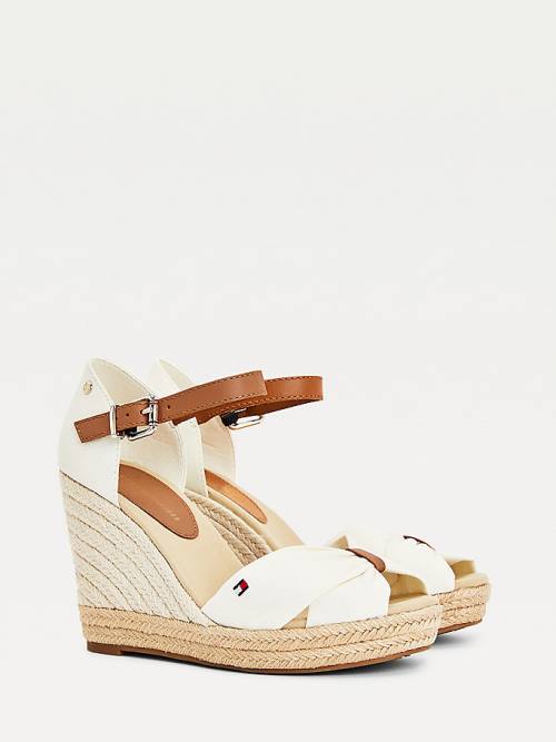 Tommy Hilfiger Open Toe High Wedge Espadrille Ženske Sandali Bela | TH348FAO