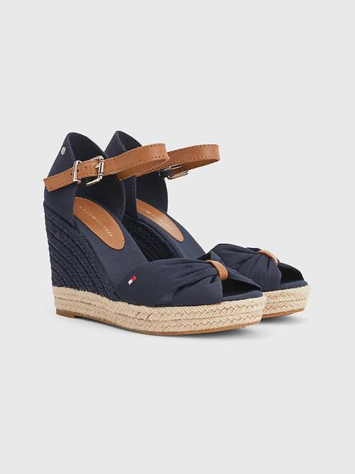 Tommy Hilfiger Open Toe High Wedge Espadrille Ženske Sandali Modra | TH469EKG