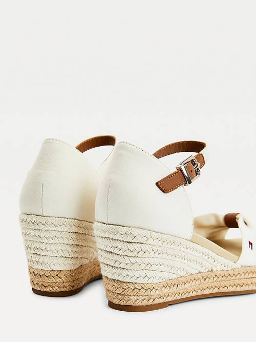 Tommy Hilfiger Open Toe Mid Wedge Espadrille Ženske Sandali Bela | TH074ZLF