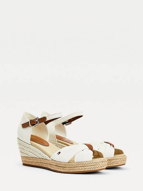 Tommy Hilfiger Open Toe Mid Wedge Espadrille Ženske Sandali Bela | TH074ZLF