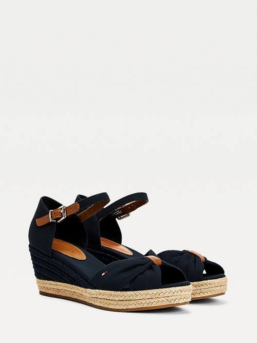 Tommy Hilfiger Open Toe Mid Wedge Espadrille Ženske Sandali Modra | TH589CDX