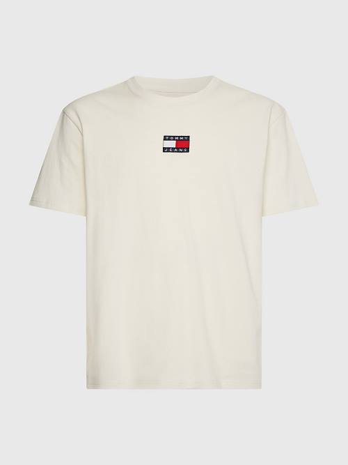 Tommy Hilfiger Organic Cotton Badge Moški Majice Bela | TH135ZDN