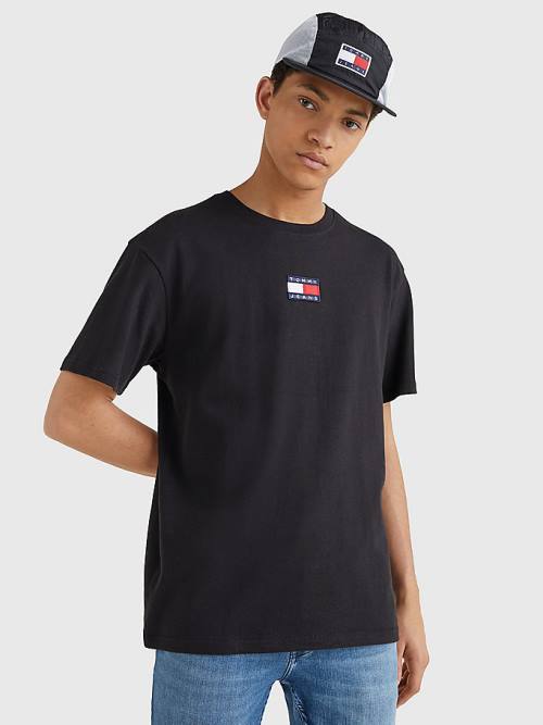 Tommy Hilfiger Organic Cotton Badge Moški Majice Črna | TH237RDI