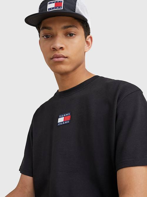 Tommy Hilfiger Organic Cotton Badge Moški Majice Črna | TH237RDI