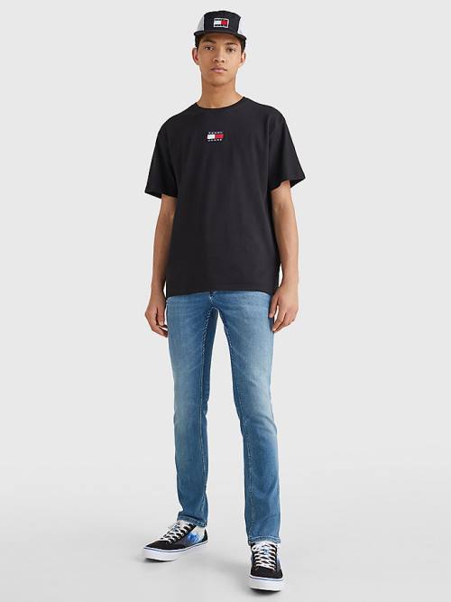 Tommy Hilfiger Organic Cotton Badge Moški Majice Črna | TH237RDI