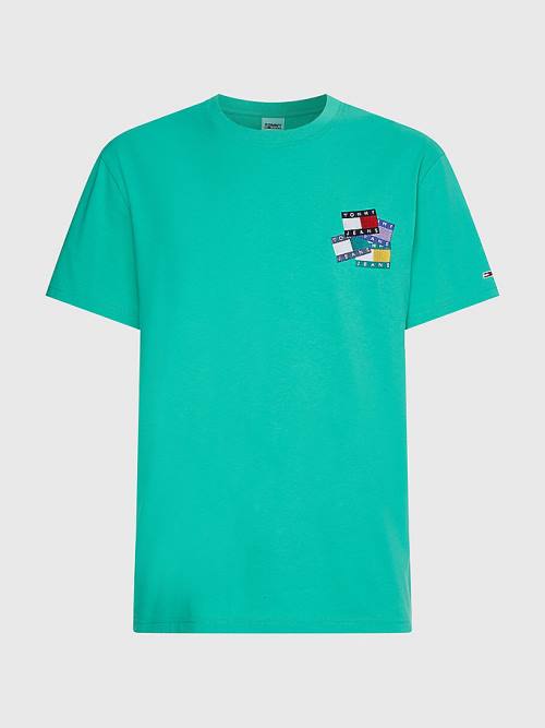 Tommy Hilfiger Organic Cotton Badge Moški Majice Zelena | TH493UYF