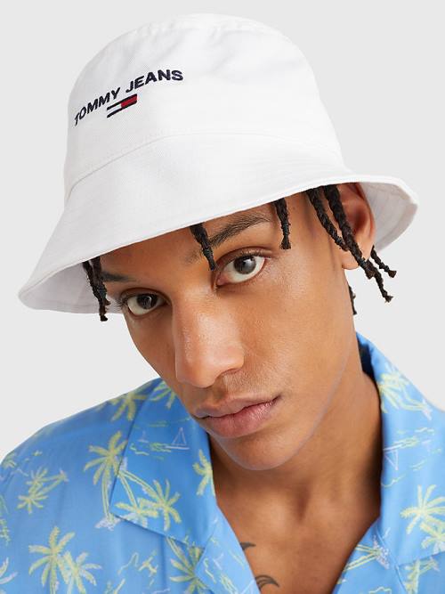 Tommy Hilfiger Organic Cotton Bucket Moški Kapa Bela | TH619OQI