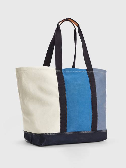 Tommy Hilfiger Organic Cotton Canvas Tote Moški Torbice Modra | TH798ONC