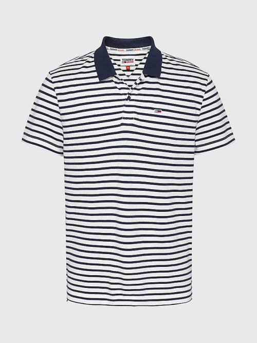 Tommy Hilfiger Organic Cotton Contrast Collar Moški Polo Majica Modra | TH130MSW