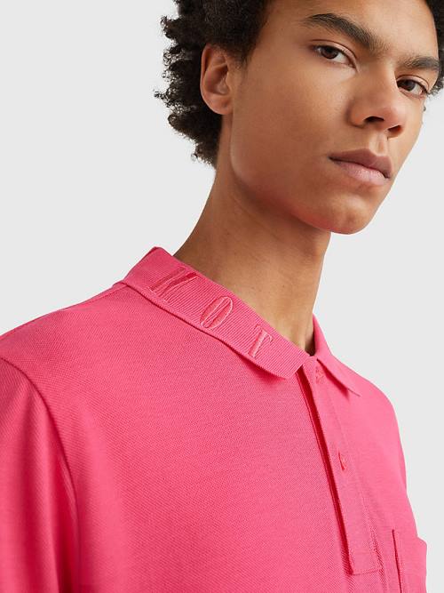 Tommy Hilfiger Organic Cotton Crest Embroidery Moški Polo Majica Roza | TH763DFM