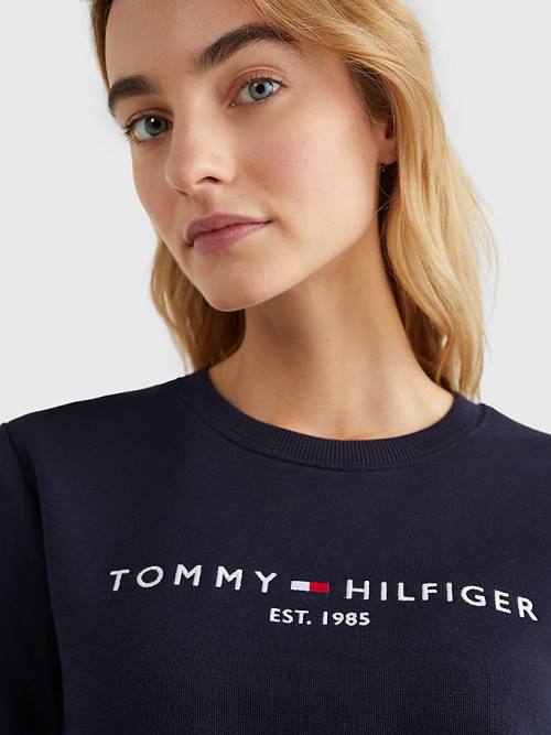 Tommy Hilfiger Organic Cotton Crew Neck Ženske Pulover Modra | TH385VPX