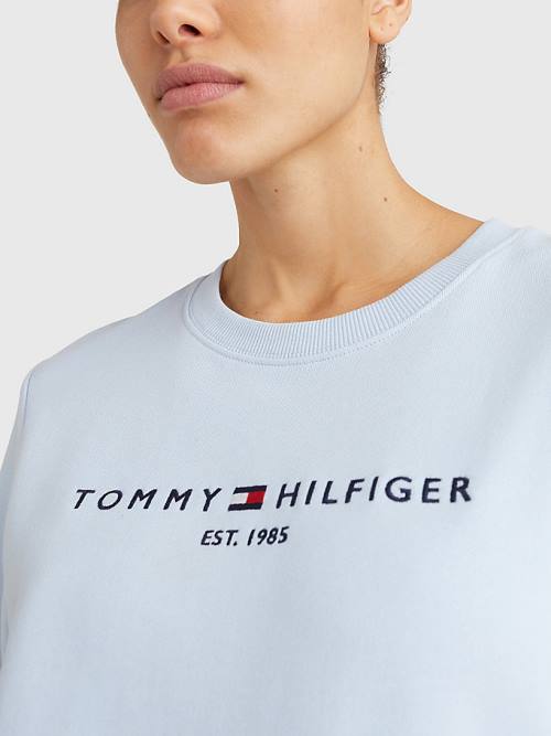 Tommy Hilfiger Organic Cotton Crew Neck Ženske Pulover Modra | TH465MYT