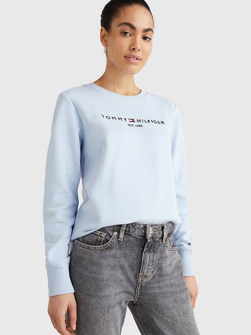 Tommy Hilfiger Organic Cotton Crew Neck Ženske Pulover Modra | TH465MYT