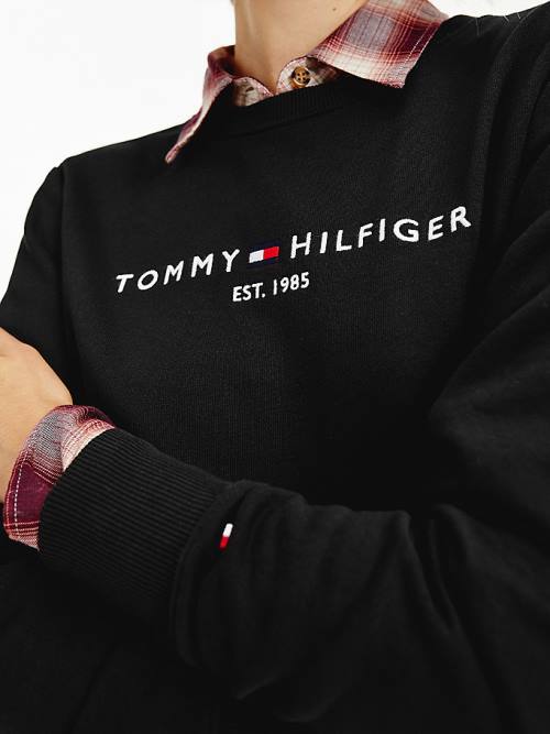 Tommy Hilfiger Organic Cotton Crew Neck Ženske Pulover Črna | TH634TWG