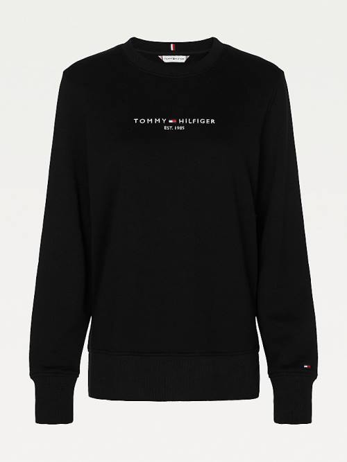 Tommy Hilfiger Organic Cotton Crew Neck Ženske Pulover Črna | TH634TWG