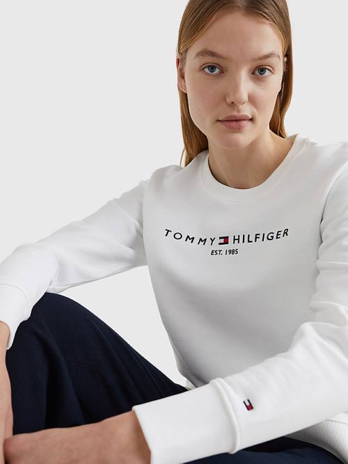 Tommy Hilfiger Organic Cotton Crew Neck Ženske Pulover Bela | TH952PUE