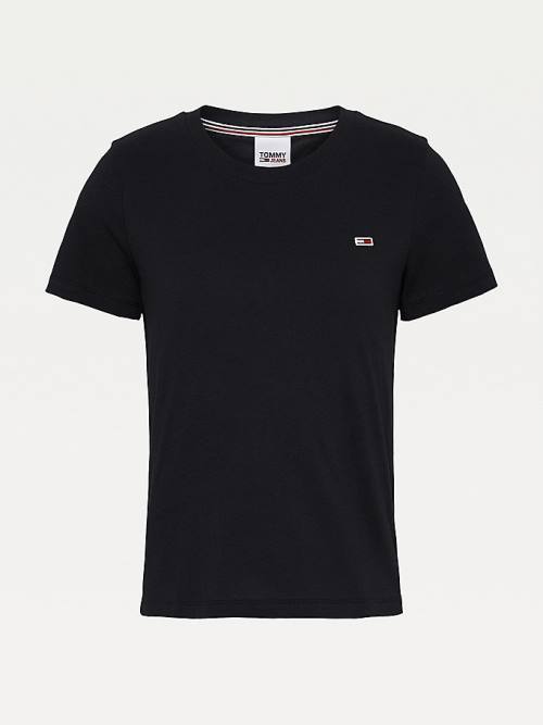 Tommy Hilfiger Organic Cotton Crew Neck Ženske Majice Črna | TH975HFE