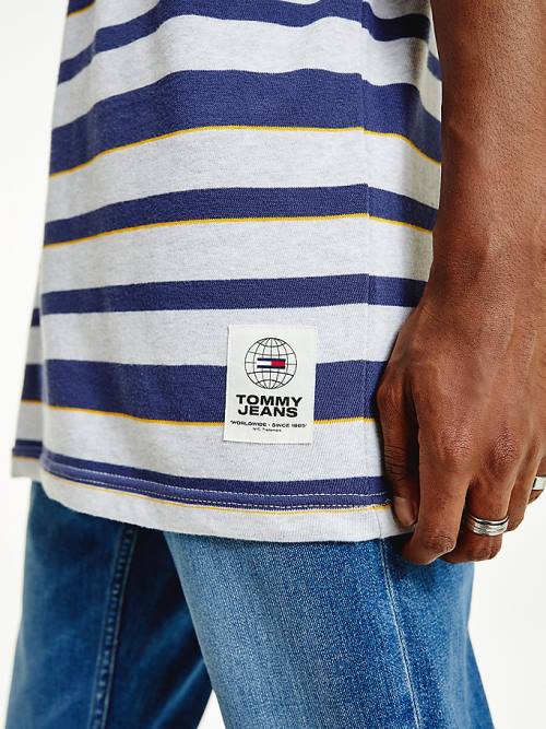 Tommy Hilfiger Organic Cotton Double Collar Stripe Moški Majice Siva | TH720YVZ