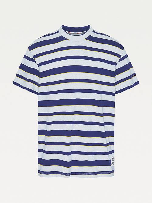 Tommy Hilfiger Organic Cotton Double Collar Stripe Moški Majice Siva | TH720YVZ