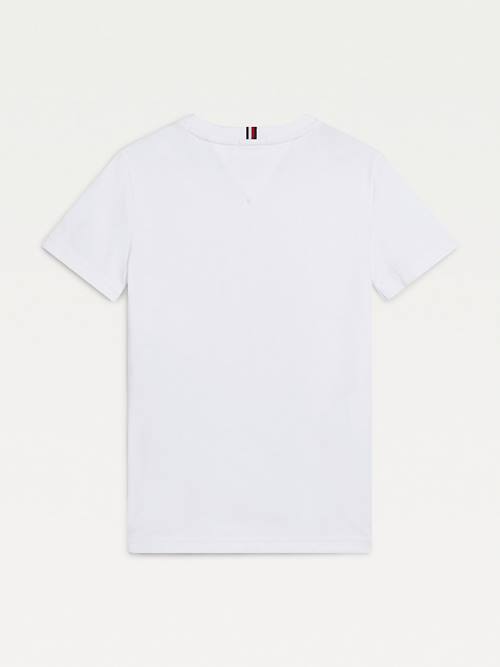 Tommy Hilfiger Organic Cotton Embossed Logo Fantje Majice Bela | TH421XOL