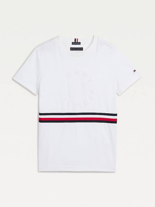 Tommy Hilfiger Organic Cotton Embossed Logo Fantje Majice Bela | TH421XOL